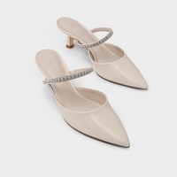 移动端：CHARLES & KEITH CHARLES&KEITH24春新品亮钻一字带尖头高跟穆勒拖鞋CK1-60920353