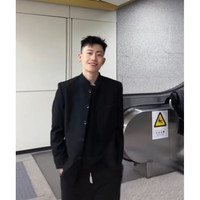 JIAYE高级感痞帅新中式中山装夹克男春秋赵山河同款休闲立领西装外套潮 #黑色 XL