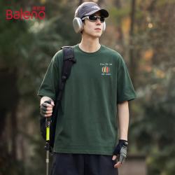 班尼路 时尚复古印花短袖T恤夏季男士2026新款纯棉重磅宽松百搭圆领上衣