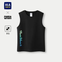 海澜之家（HLA）panda wowo熊猫系列无袖T恤印花T恤男童装 黑色17 130 64