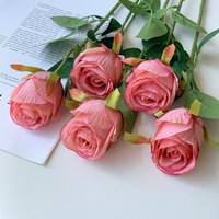 捷花 JH2335 高级感逼真保加利亚玫瑰仿真花 颜色分类：深粉5支