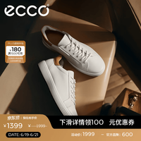 ecco 休闲鞋男鞋 25年夏季牛皮休闲板鞋小白鞋系带鞋男 柔酷470824 白色/棕色47082450104 41 (260mm)