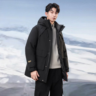 雪中飞 8056 黑色 中长款男士羽绒服