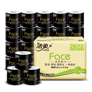 洁柔 黑Face系列 有芯卷纸 4层*160g*24卷