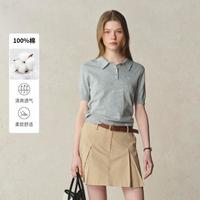 E·LAND 衣恋 E.LAND 衣恋针织T恤女polo领合身短袖上衣夏季款