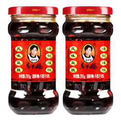 老干妈 陶华碧老干妈风味豆豉280g辣子鸡油辣椒下饭拌面辣椒酱调料 老干妈风味豆豉280g*2