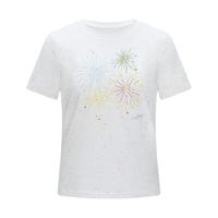 LILY/丽丽 夏设计感撞色烟花绣花通勤正肩圆领短袖T恤