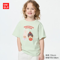 优衣库 童装女童Monchhichi UT/短袖T恤印花26春夏新款489412 50 浅绿色 140