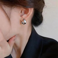 KRISTEN JUDI 不规则银色耳扣耳环 银针圈圈耳饰