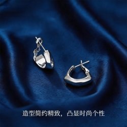 KRISTEN JUDI 不规则银色耳扣耳环 银针圈圈耳饰