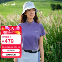 乐飞叶 户外速干短袖T恤女 运动防晒UPF40+半拉链打底衫