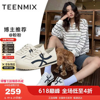 天美意 德训鞋 平底两穿小白鞋