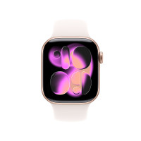 Apple Watch Series 11 智能手表 GPS版 42mm 玫瑰金色铝金属表壳 淡桃粉色运动型表带 S/M