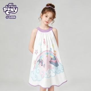 小马宝莉 品牌夏季新款女童纯棉无袖公主裙连衣裙裙子 灰紫色 150