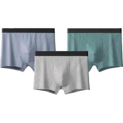 三枪 男内裤纯棉条纹平角桑蚕丝茶多酚10A抗菌