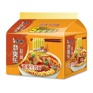 今日必买：康师傅 方便面五连包袋装大食袋big番茄鸡蛋酸辣香辣红烧牛肉夜宵泡面 香辣牛肉面*5包