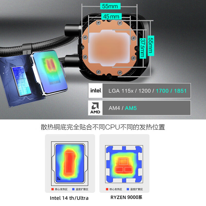 PHANTEKS/追风者 冰灵S25-360 360mm一体式水冷散热器 黑色