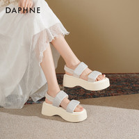 DAPHNE/达芙妮 水钻罗马凉鞋 米白色 40码 女士凉鞋