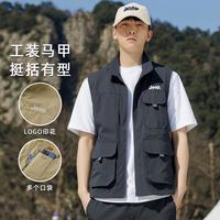 吉普 男士马甲外穿夏季双重口袋无袖坎肩工装马夹外套男