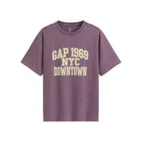Gap/盖璞 纯棉logo字母印花宽松短袖T恤 紫色 M