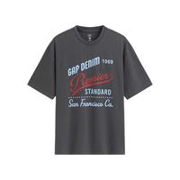 Gap/盖璞 纯棉logo印花宽松圆领短袖T恤 碳灰色 2XL