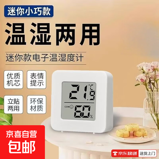 京喜 迷你湿温度计高精准室内湿度计家用婴儿房间干湿表WSD01户外仪表 一个装-高配