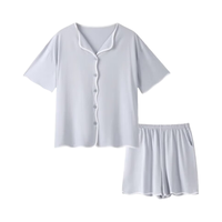 雅鹿 冰丝睡衣套装 女夏季短袖宽松可外穿家居服 NSWR-34236 浅紫 XL