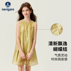 navigare 意大利小帆船女童甜美风无袖连衣裙2026年儿童夏季裙子
