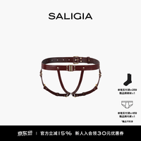 SALIGIA 男士马术头层牛皮皮革可调节金属插扣三角束带