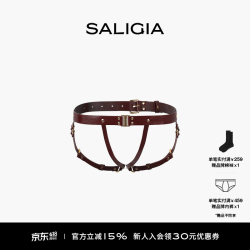 SALIGIA 男士马术头层牛皮皮革可调节金属插扣三角束带