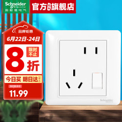 施耐德 Electric 施耐德电气 Brillyn睿意系列 A3E15_10UA 86型插座 斜五孔带开关 白色