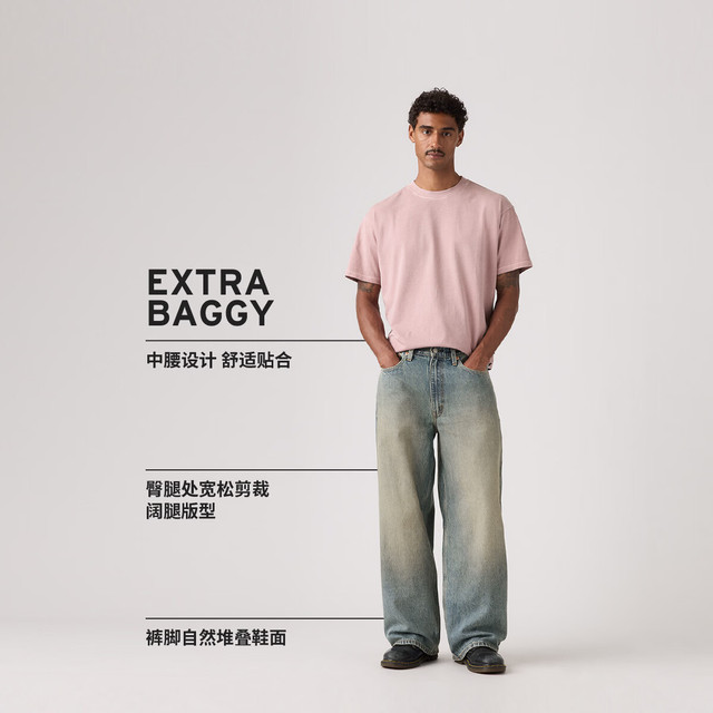 Levi's 【复古BAGGY】美式复古做旧BAGGY宽松直筒牛仔裤 潮流长裤