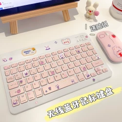可爱无线蓝牙平板键盘女生适用于苹果安卓通用平板电脑蓝牙键盘