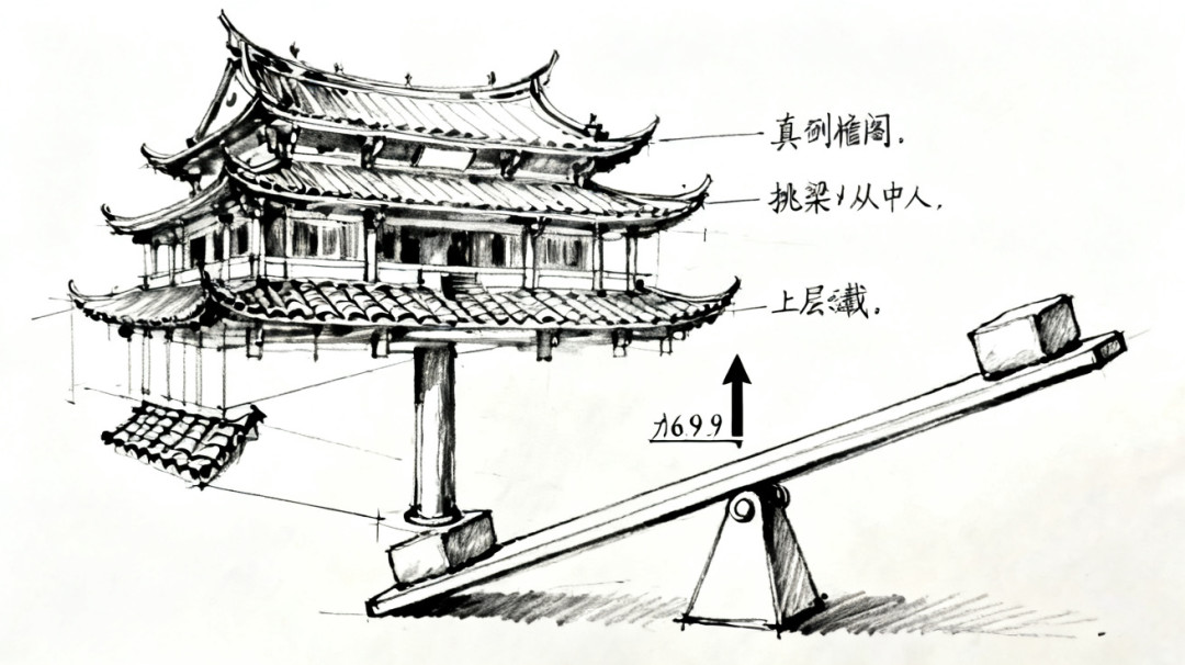真武阁杠杆结构原理手绘