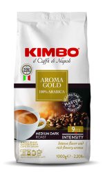 KIMBO Aroma Gold * 阿拉比卡全咖啡豆,黑烤,非常适合拿铁或卡布奇诺,1kg 袋