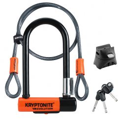 KRYPTONITE 自行车U型锁 13mm加厚防盗 防剪防撬 配1.2m钢缆 带安装支架