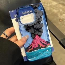 C 火山喷发图案 适用苹果11-17系列手机壳