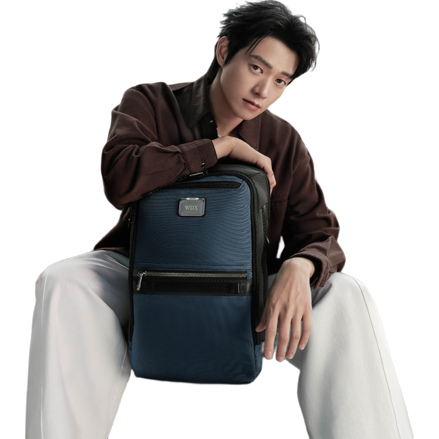 TUMI ALPHABRAVO男士尼龙商务双肩背包 蓝色