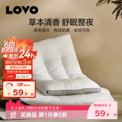 LOVO 罗莱生活 LOVO 防螨决明子护颈枕 可水洗草本枕芯成人 45×70cm 两只装