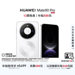 华为 Mate 80 Pro 手机 12GB+512GB 雪域白