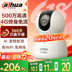 大华 dahua大华4G摄像头终身免费流量 无需网络wifi家用宠物监控器 500万高清360度无死角带夜视全景手机远程