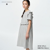 优衣库 女童荷叶边连衣裙 灰色 120cm