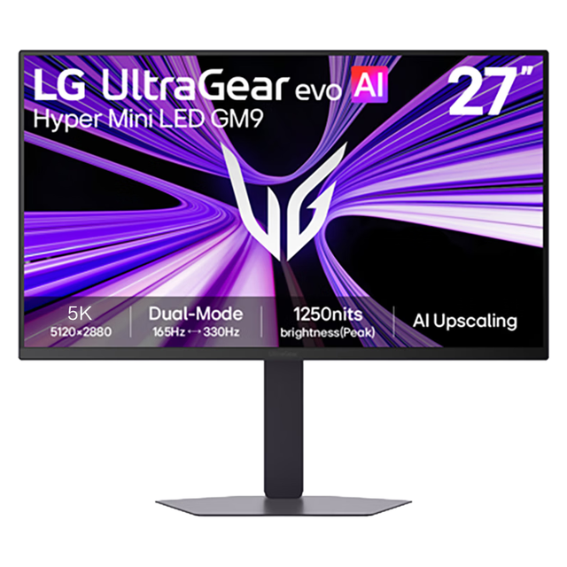 LG 27GM950B 27英寸5K Hyper Mini LED 高端显示器 5KAI超分 218PPI TUV防光晕 DP2.1满血 HDR1000