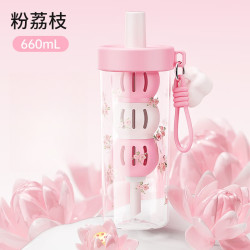 HAERS 大容量水杯耐高温tritan杯子福气杯 好运粉660ml