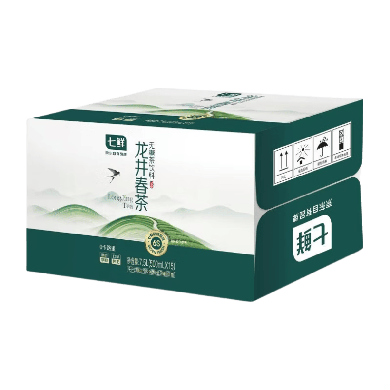 七鲜 龙井春茶 500ml*15 罐装无糖茶饮料