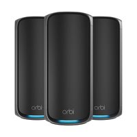 美国网件 Orbi 新一代 7 网状四频 WiFi 系统 (RBE973SB),WiFI7路由器加2个附属扩展器,覆盖面积为 660 平方米,200 台设备,BE27000,27 Gbps,OK 非常厚的墙, 兼容 All Boxes