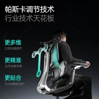 HBADA/黑白调 E3 Ultra五代人体工学椅 黑白配色