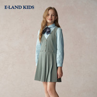 E-LAND KIDS 女童连衣裙 长袖学院风 灰色 130cm