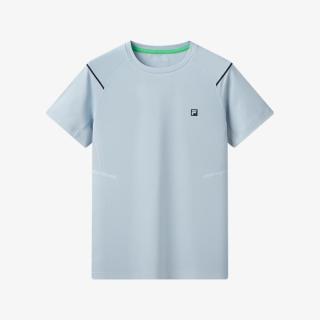 FILA 儿童（110-170）运动休闲T恤男童基础圆领透气针织短袖衫