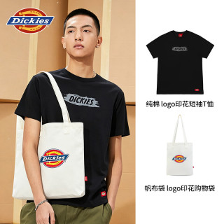 Dickies/帝客 纯棉logo印花短袖T恤 黑色2XL*2件+帆布袋